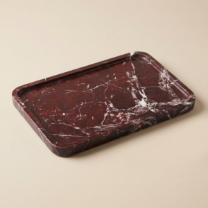 rosso lepanto marble tray – handcrafted luxury stone tray